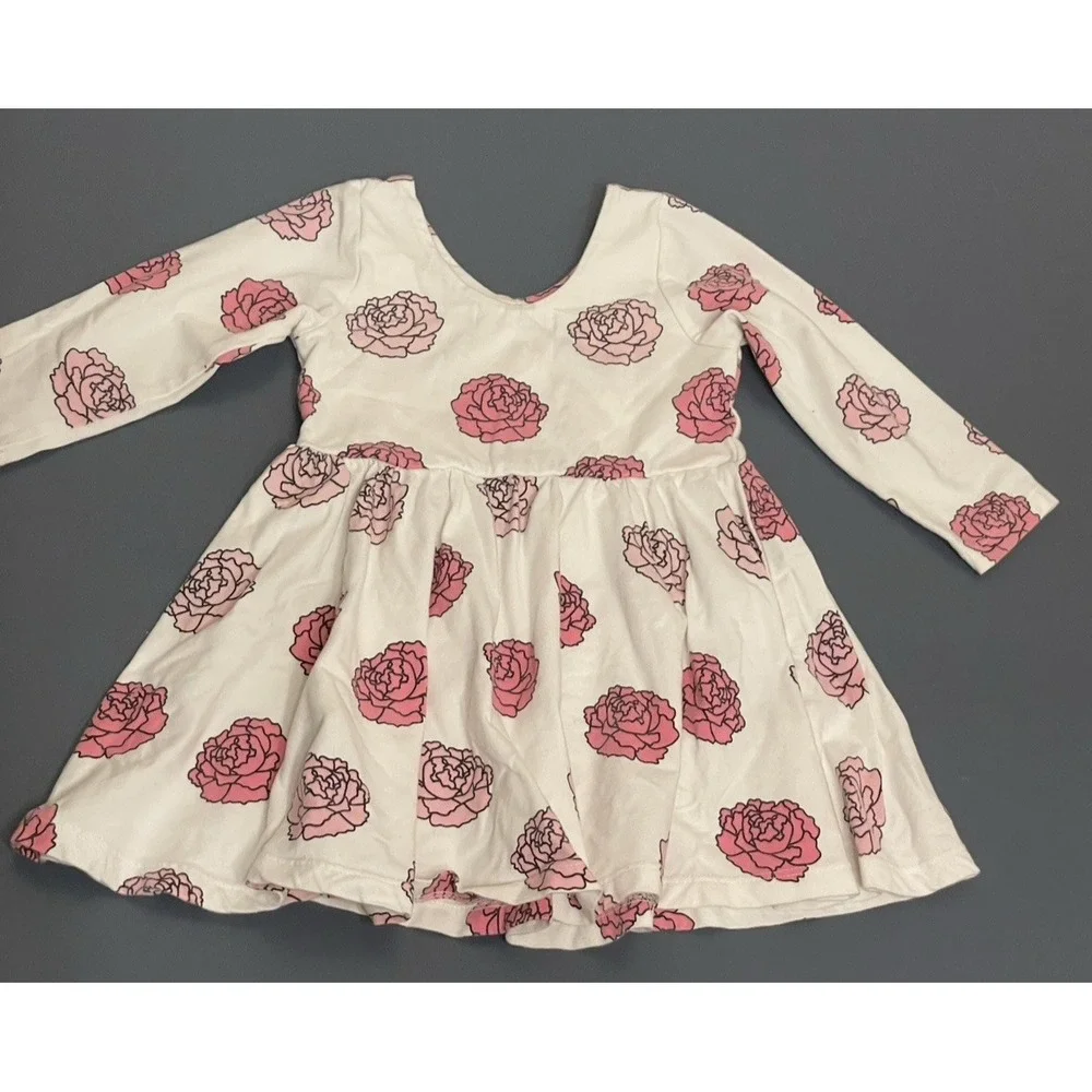 Monica & Andy Dress Girl Toddler 18-24‎ Months Rose Flower Skater Organic Cotton